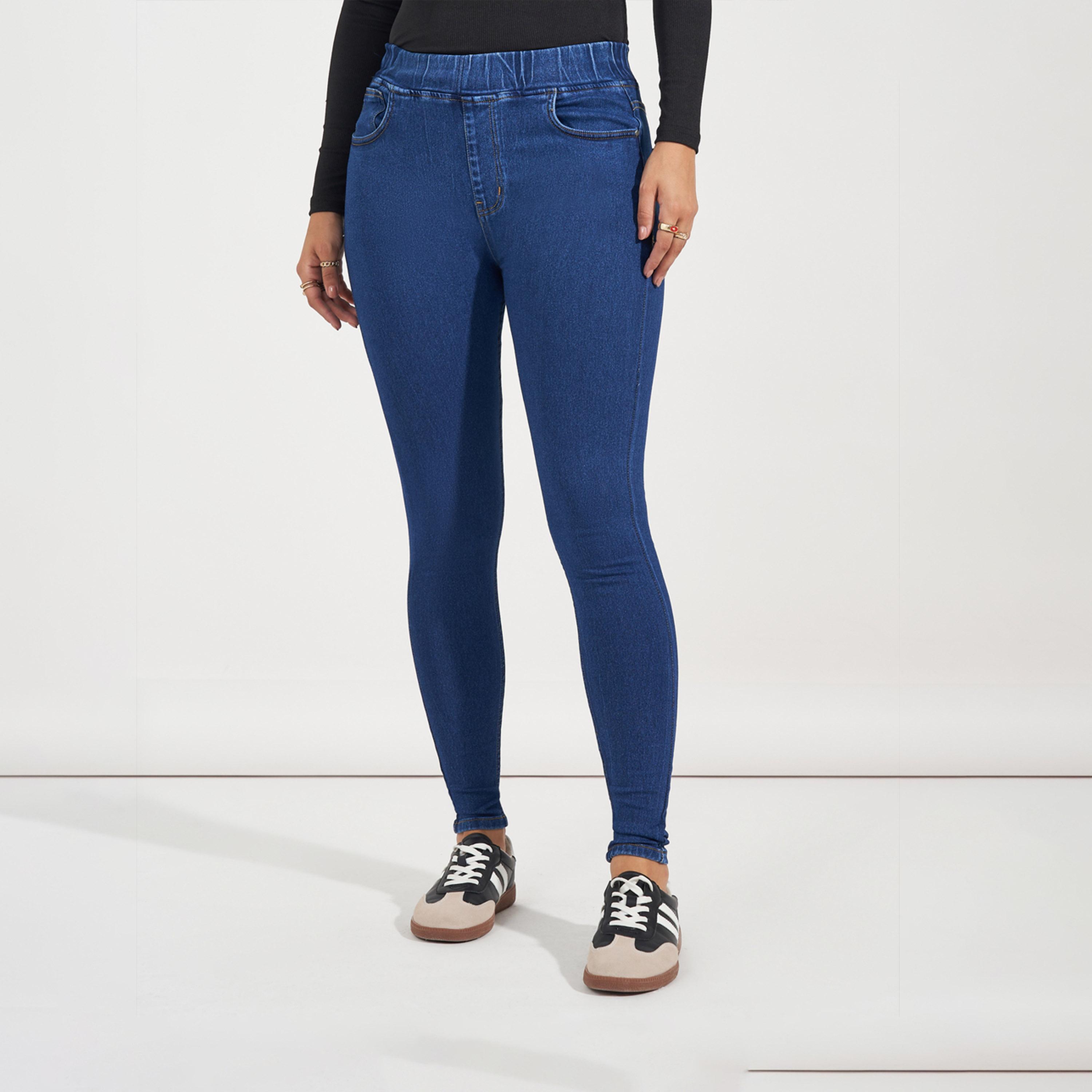 ستايلي - بنطال جينز ضيق بخصر عالٍ وقصة ضيقة مع جيوب-women-clothing-bottoms-jeans-image-3