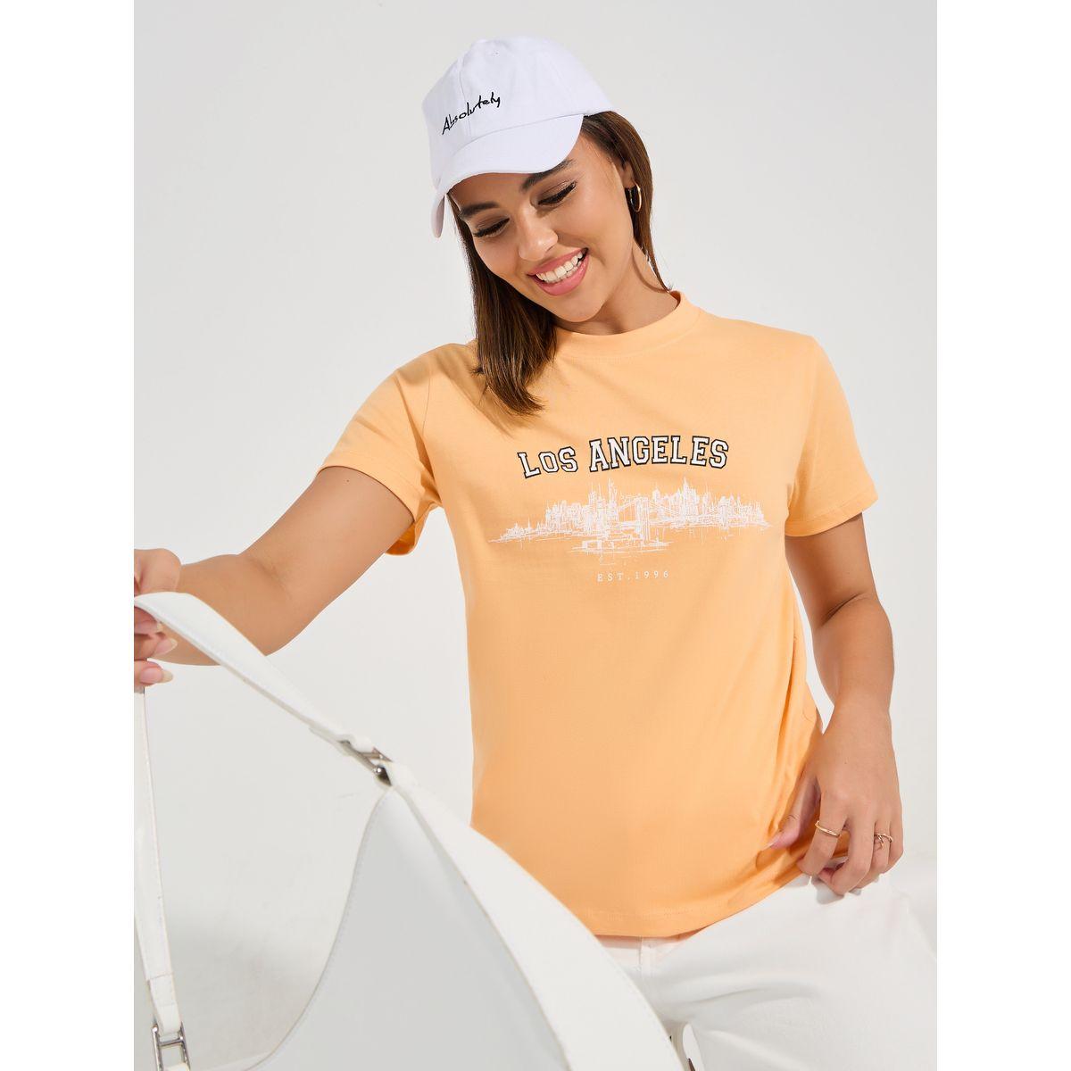 Styli Regular Fit Los Angeles Slogan Print T-Shirt-women-clothing-tshirts-image-1
