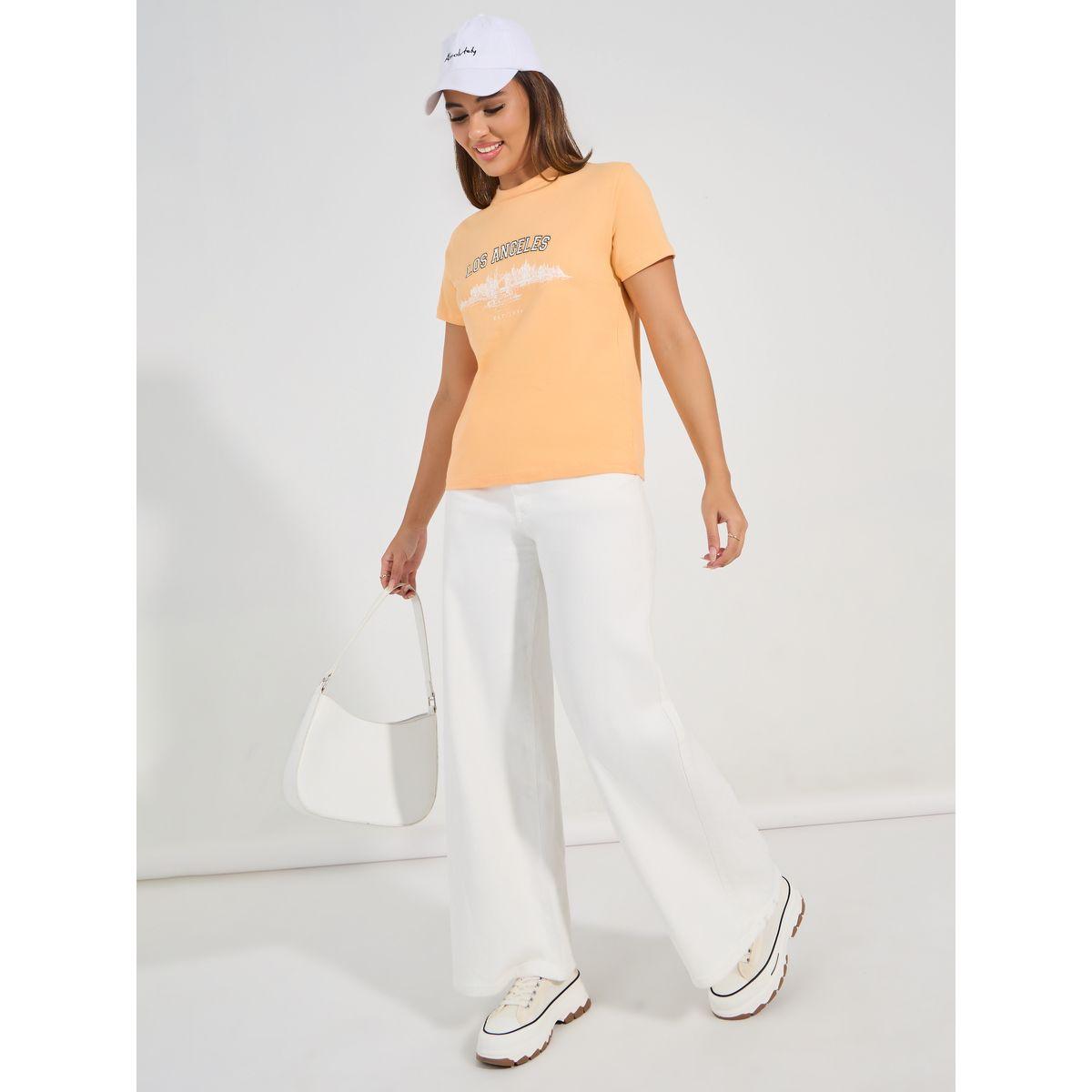 Styli Regular Fit Los Angeles Slogan Print T-Shirt-women-clothing-tshirts-image-2