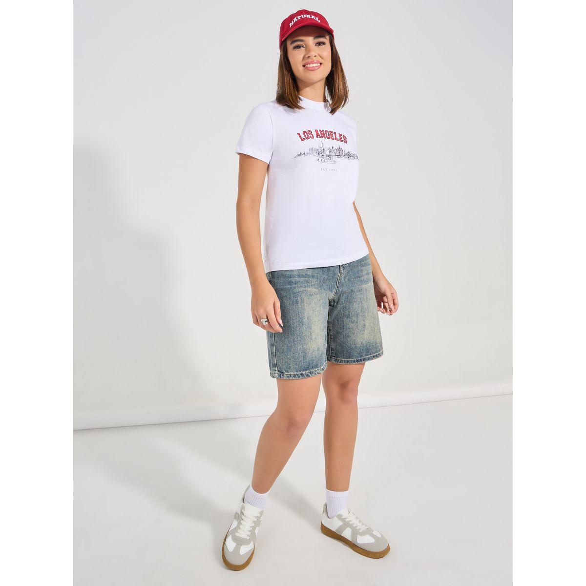 Styli Regular Fit Los Angeles Slogan Print T-Shirt-women-clothing-tshirts-image-2