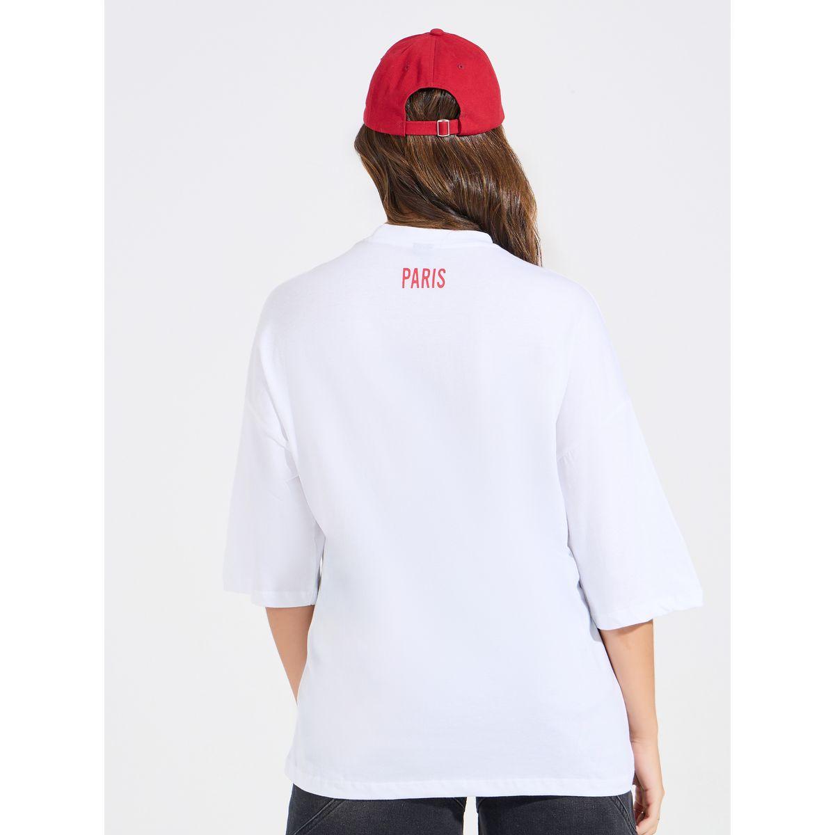 تيشيرت فضفاض بطبعة جرافيك مع اكتاف منخفضة-women-clothing-tshirts-image-4