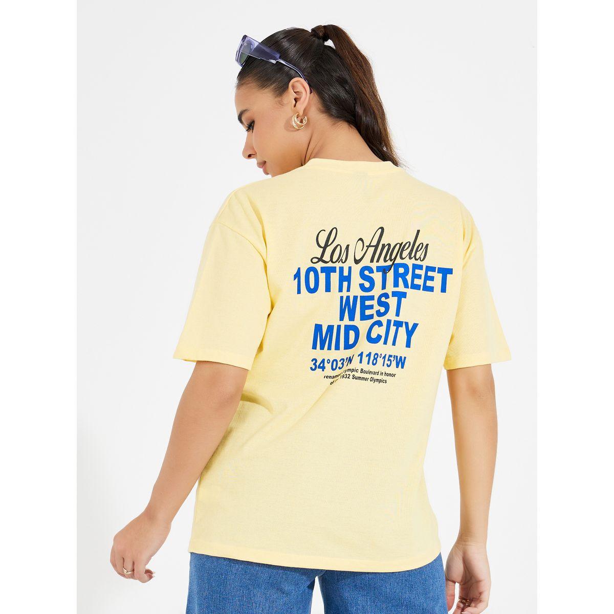 تيشيرت فضفاض مطبع بكتابة مع أكتاف منخفضة-women-clothing-tshirts-image-4