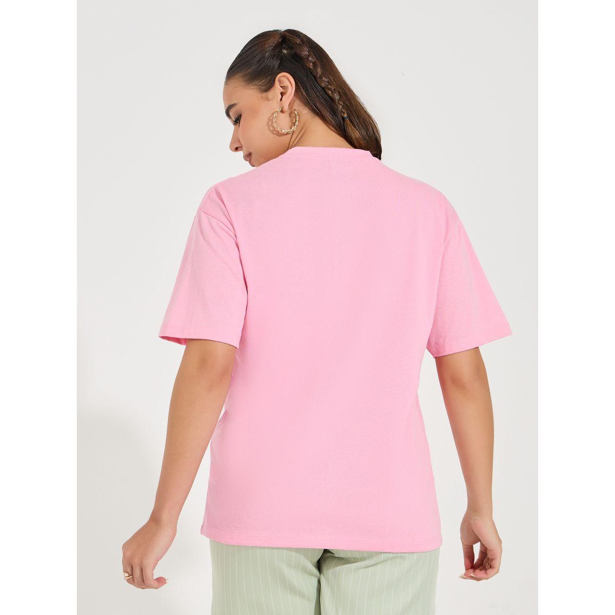 Styli Oversized Slogan Print T-Shirt with Dropped Shoulder-women-clothing-tshirts-image-5