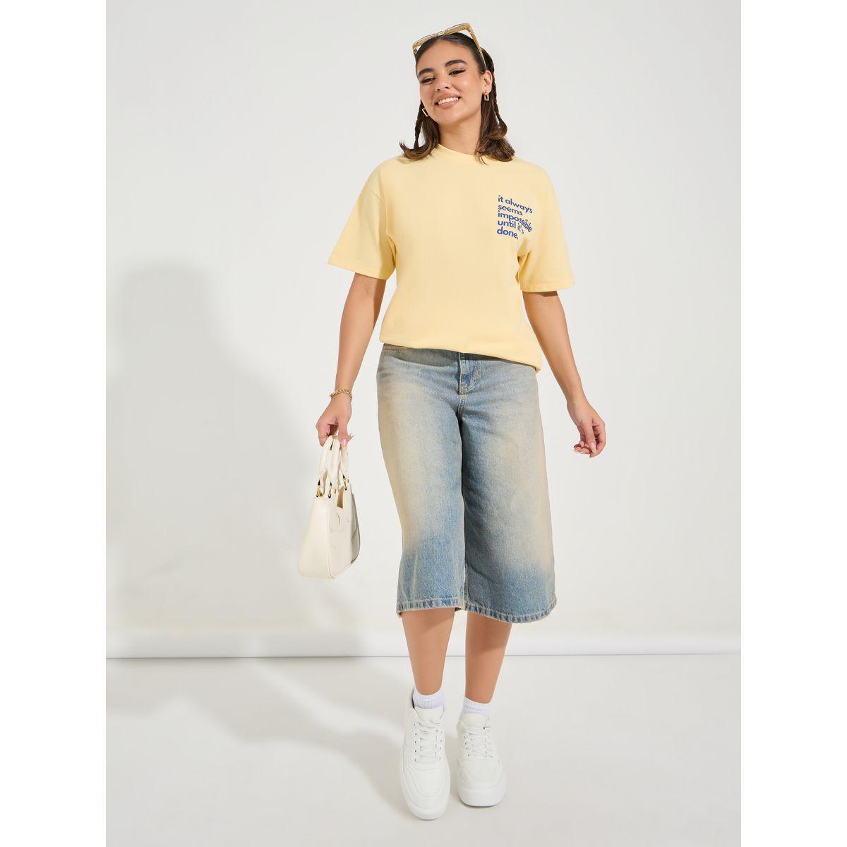 Styli Oversized Slogan Print T-Shirt with Dropped Shoulder-women-clothing-tshirts-image-2