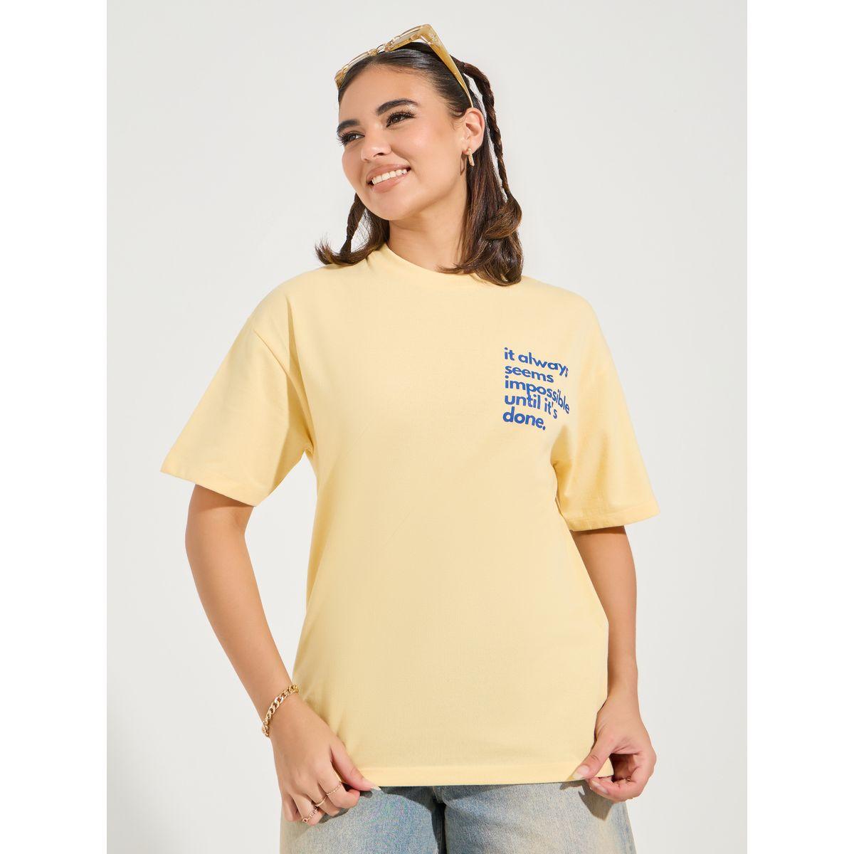 Styli Oversized Slogan Print T-Shirt with Dropped Shoulder-women-clothing-tshirts-image-5