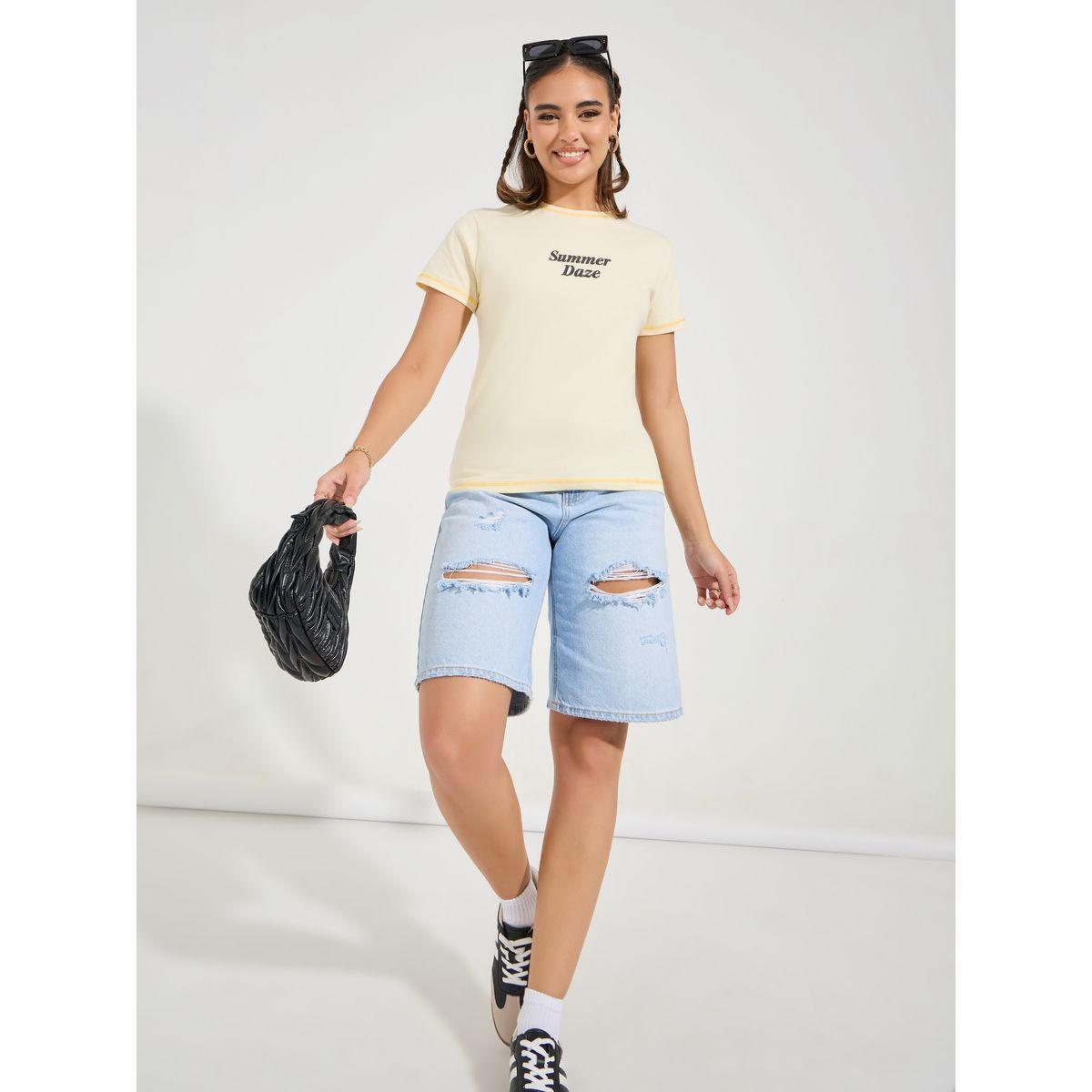 تيشيرت بقصة عادية وتفاصيل مُتباينة-women-clothing-tshirts-image-2
