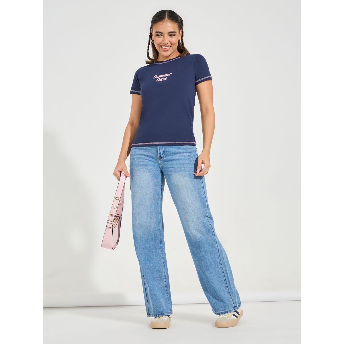 Styli Regular Fit Summer Daze Contrast Stitch T-shirt-women-clothing-tshirts-image-2