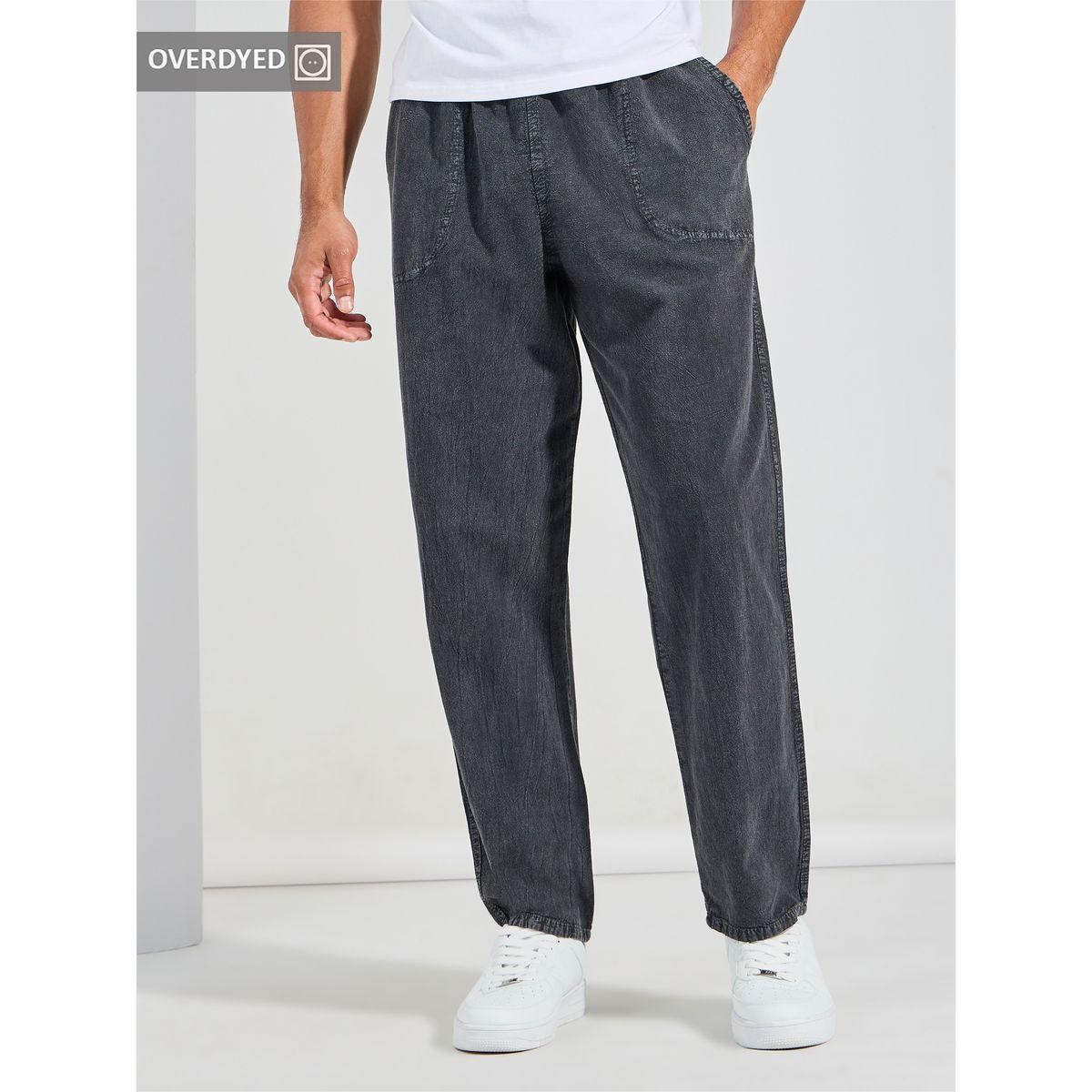 Styli Solid Woven Jogger with Drawstring Detail-men-clothing-bottoms-joggers-image-1