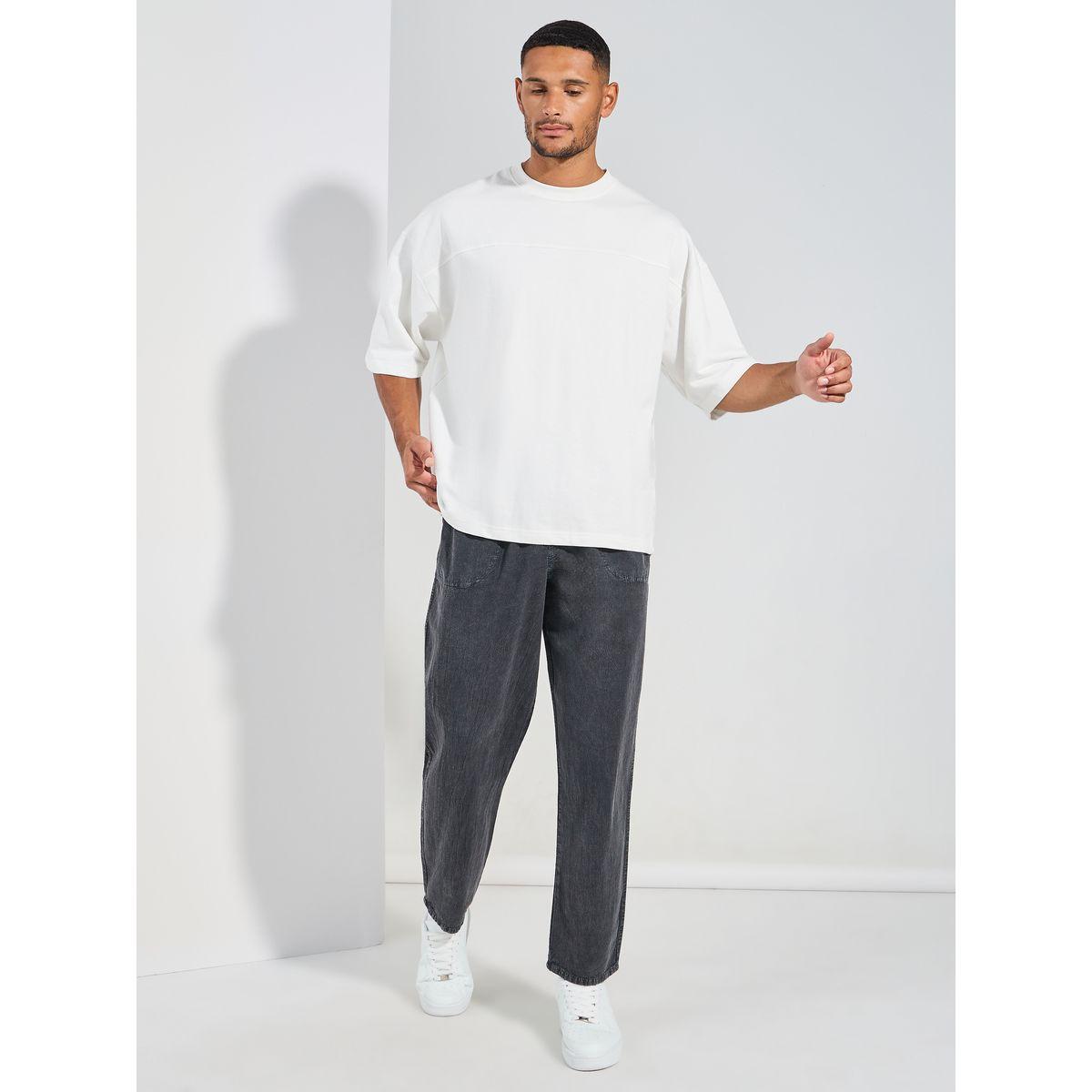 Styli Solid Woven Jogger with Drawstring Detail-men-clothing-bottoms-joggers-image-2