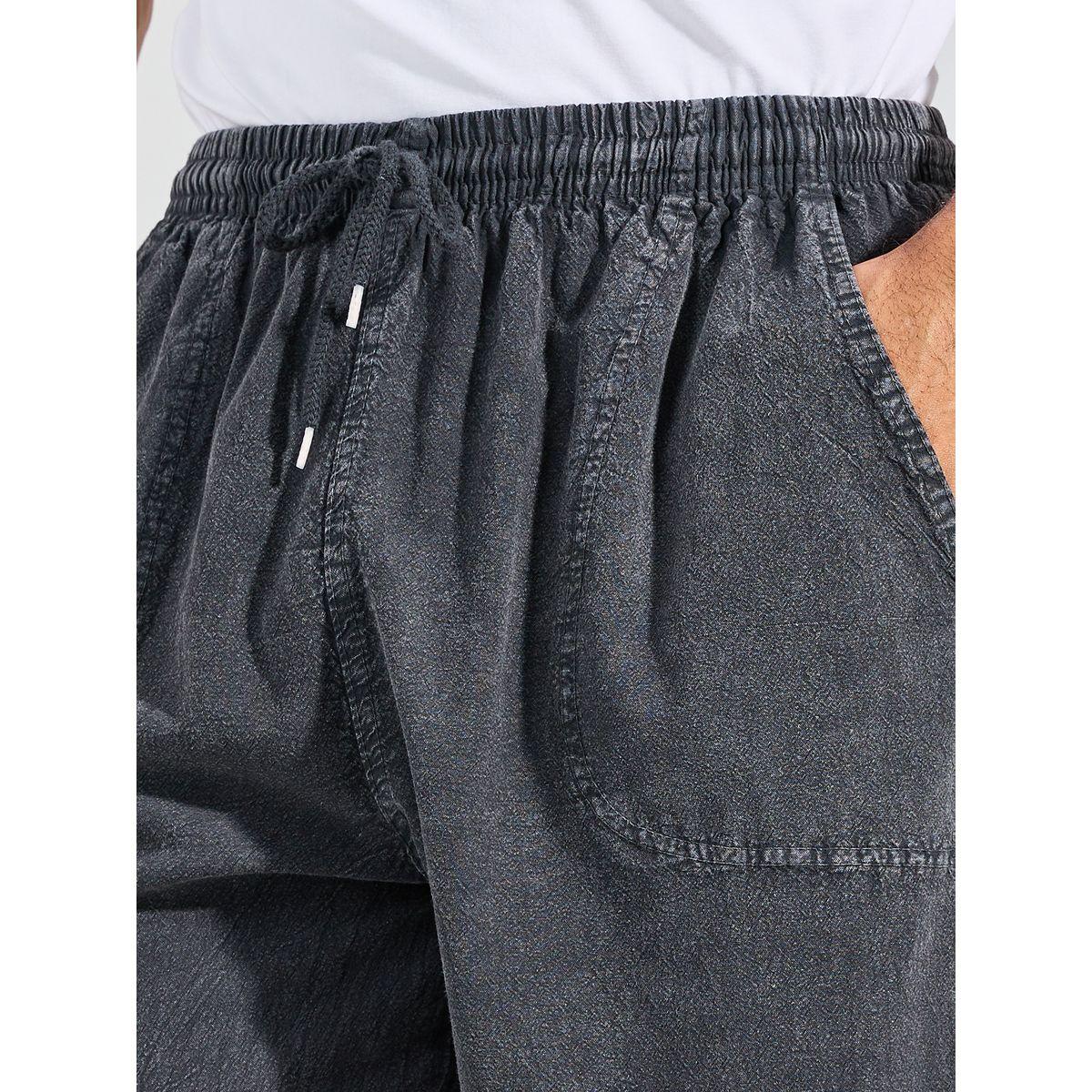 Styli Solid Woven Jogger with Drawstring Detail-men-clothing-bottoms-joggers-image-3