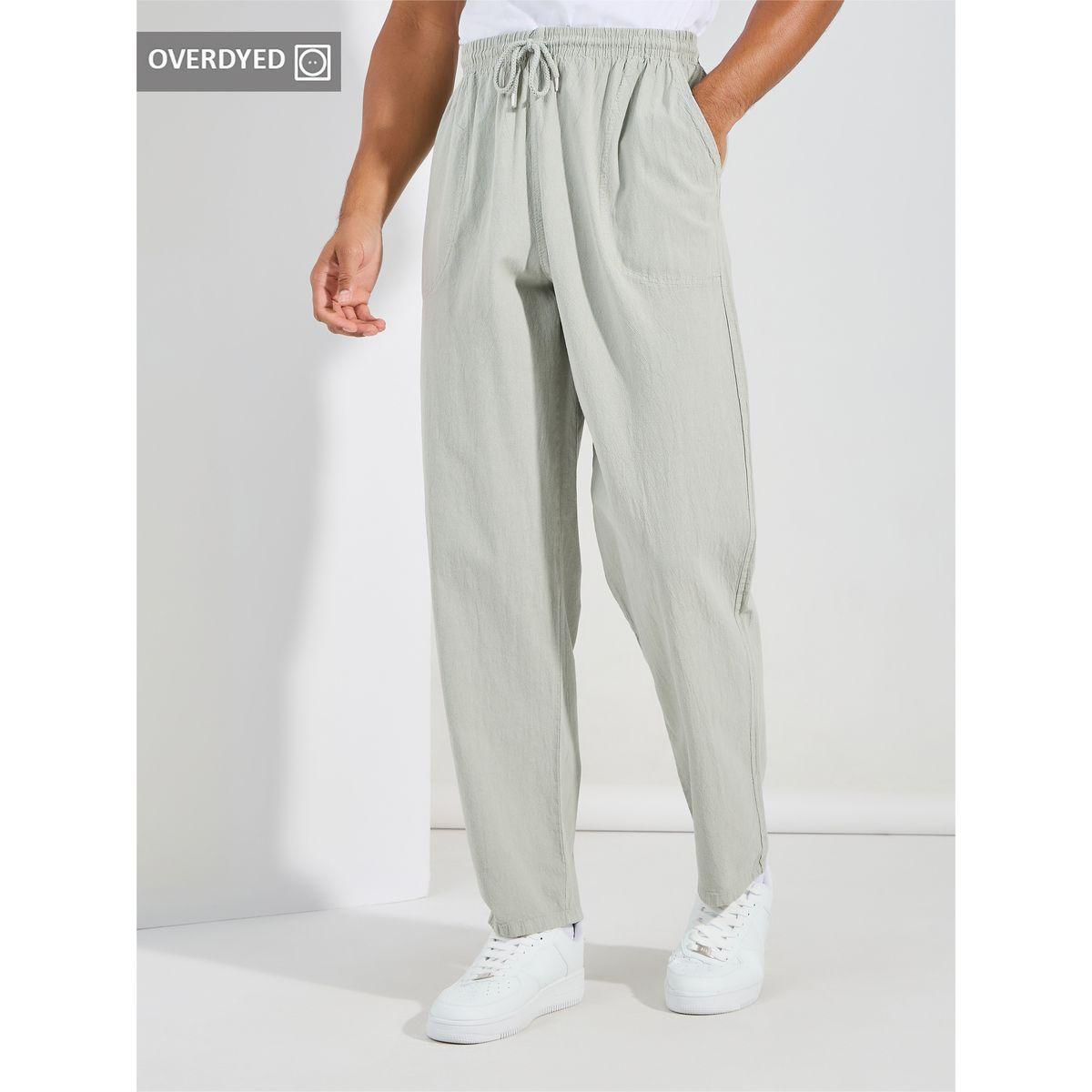 Styli Solid Woven Jogger with Drawstring Detail-men-clothing-bottoms-joggers-image-1
