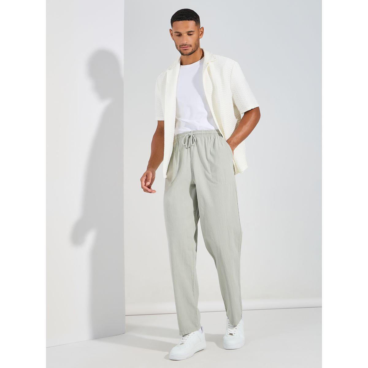Styli Solid Woven Jogger with Drawstring Detail-men-clothing-bottoms-joggers-image-2