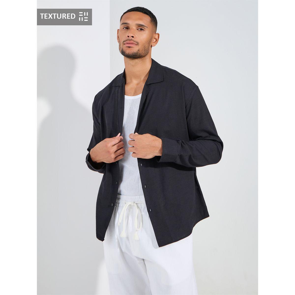 قميص بياقة ريزورت واكمام طويلة-men-clothing-shirts-image-1