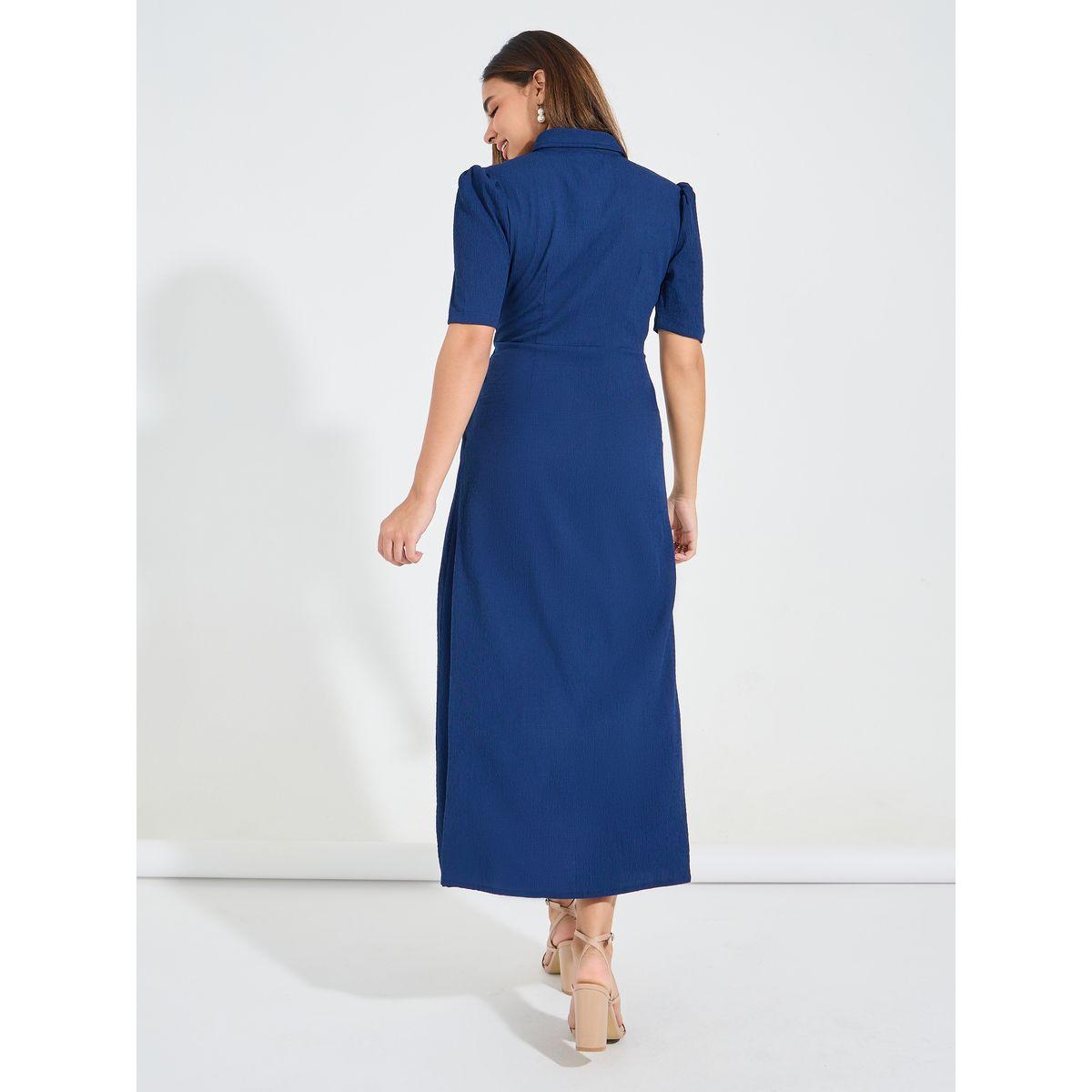 Styli Elevate Solid A-Line Maxi Dress with Belt Detail-women-clothing-dresses-image-6