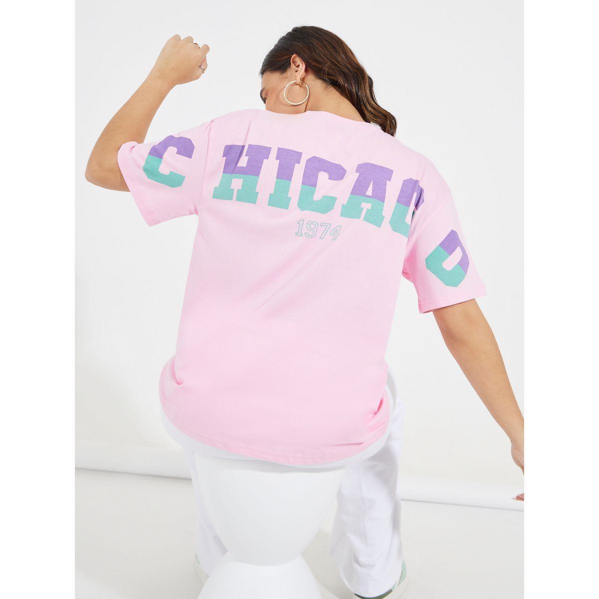 Styli Oversized Chicago Slogan T-Shirt with Dropped Shoulder-women-clothing-tshirts-image-1