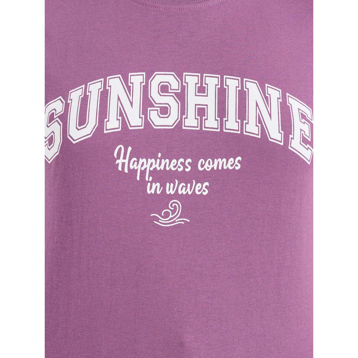 تيشيرت فضفاض مطبع بكتابة مع اكتاف منخفضة-women-clothing-tshirts-image-2