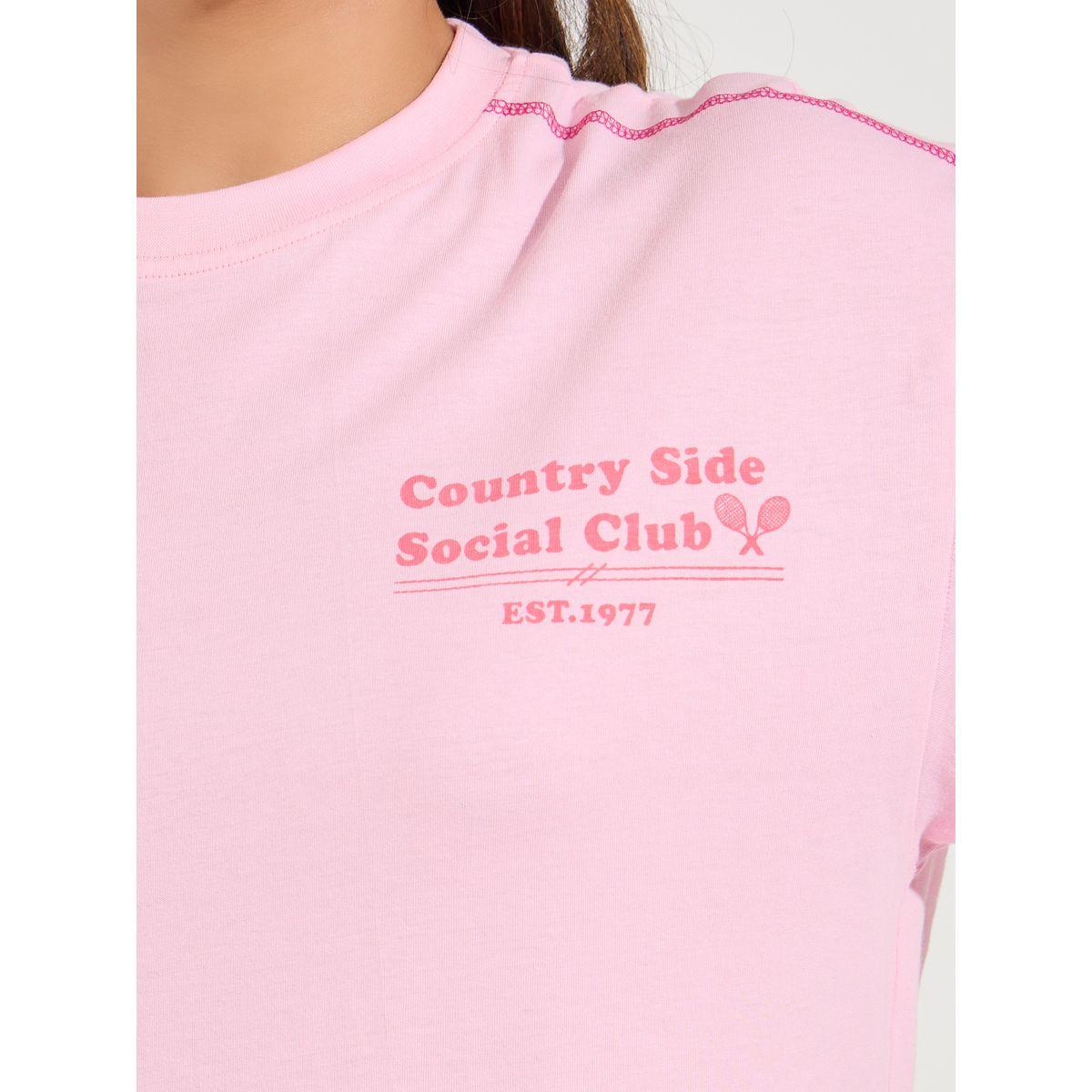 Styli Oversized Slogan Print Contrast Stitch T-Shirt with Dropped Shoulder-women-clothing-tshirts-image-4