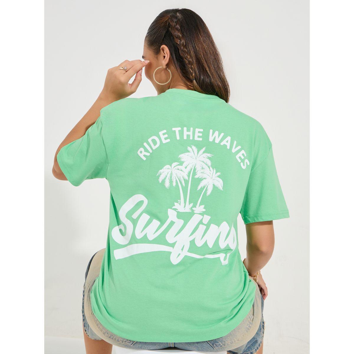 Styli Oversized Ride the Waves Graphic T-Shirt with Dropped Shoulder-women-clothing-tshirts-image-1