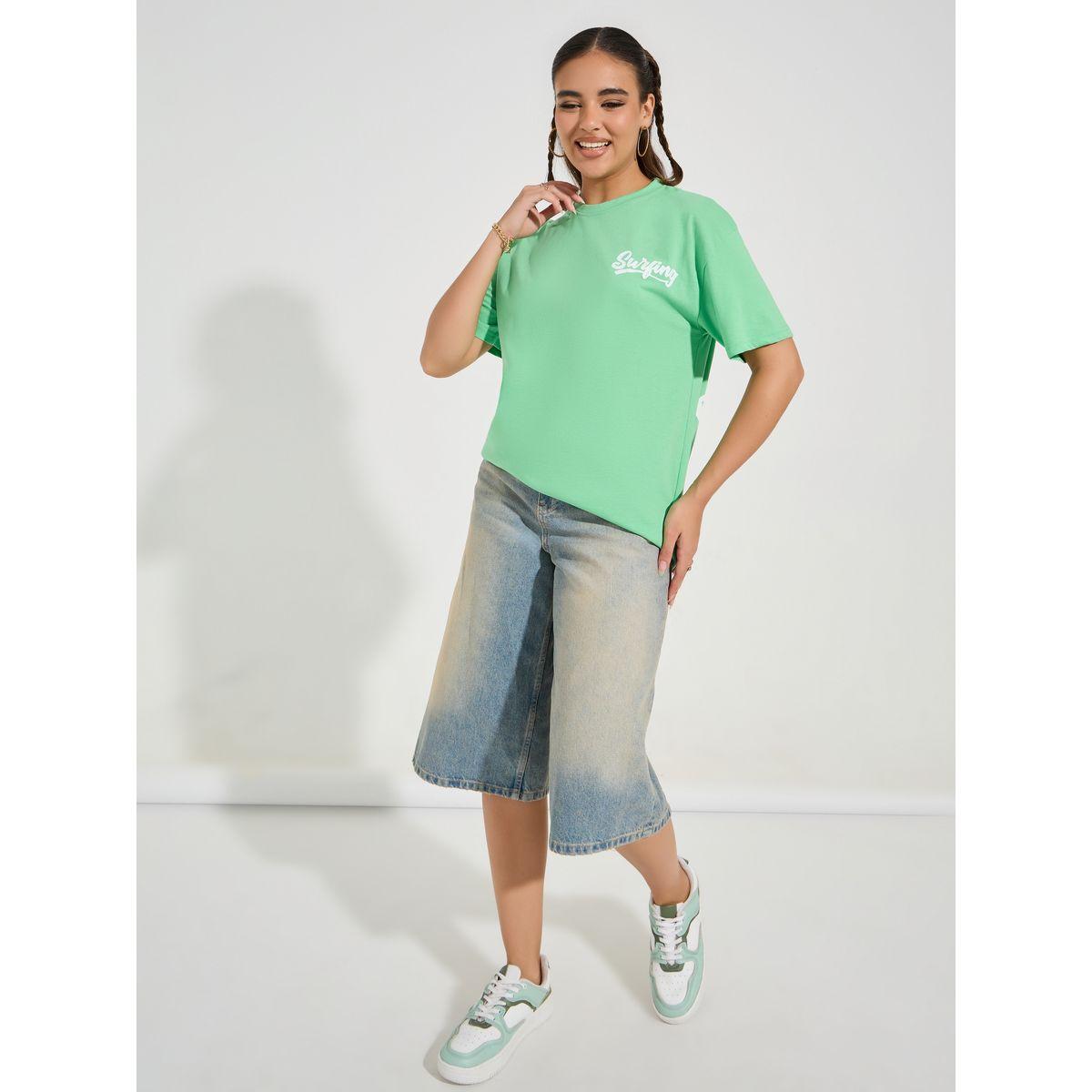 Styli Oversized Ride the Waves Graphic T-Shirt with Dropped Shoulder-women-clothing-tshirts-image-2