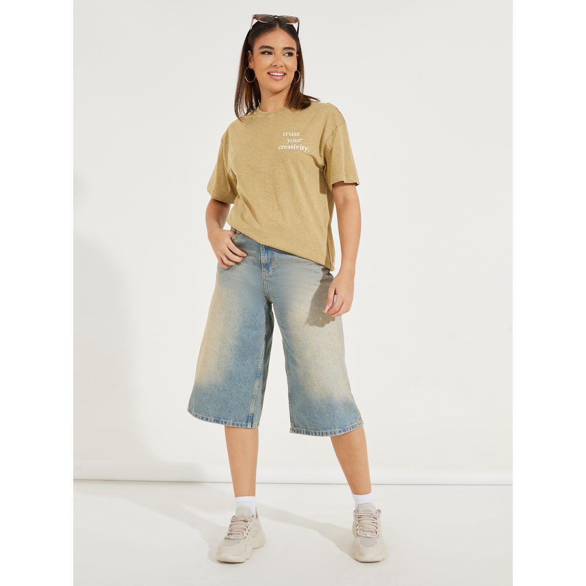 تيشيرت فضفاض مطبع بطبعة كتابة-women-clothing-tshirts-image-2