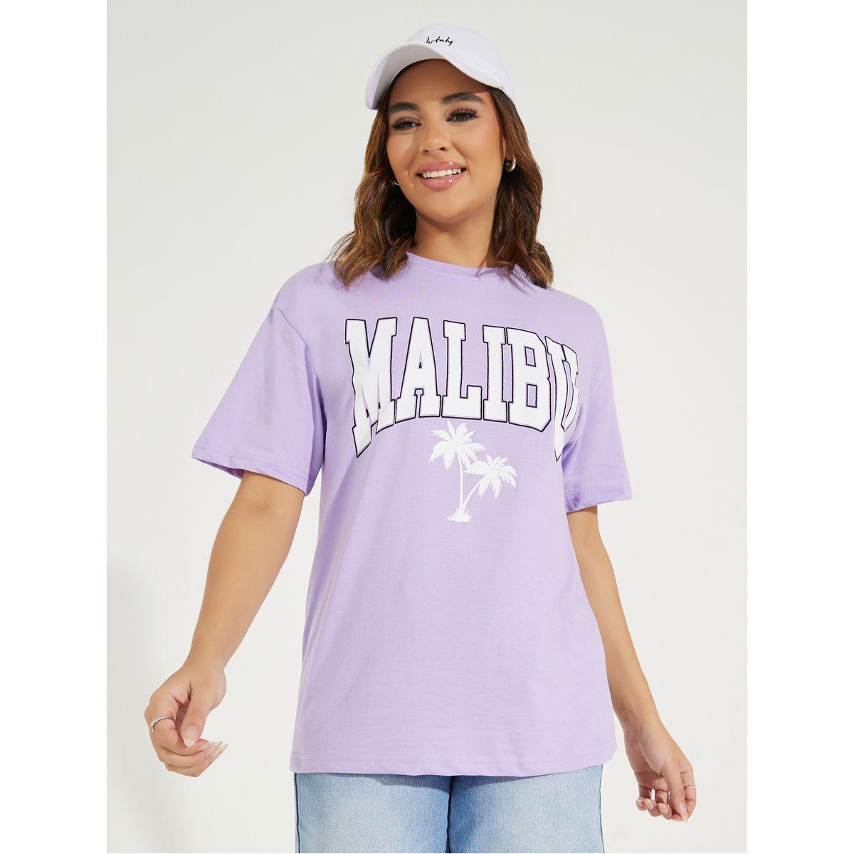 تيشيرت فضفاض بطبعة جرافيك واكمام قصيرة-women-clothing-tshirts-image-2