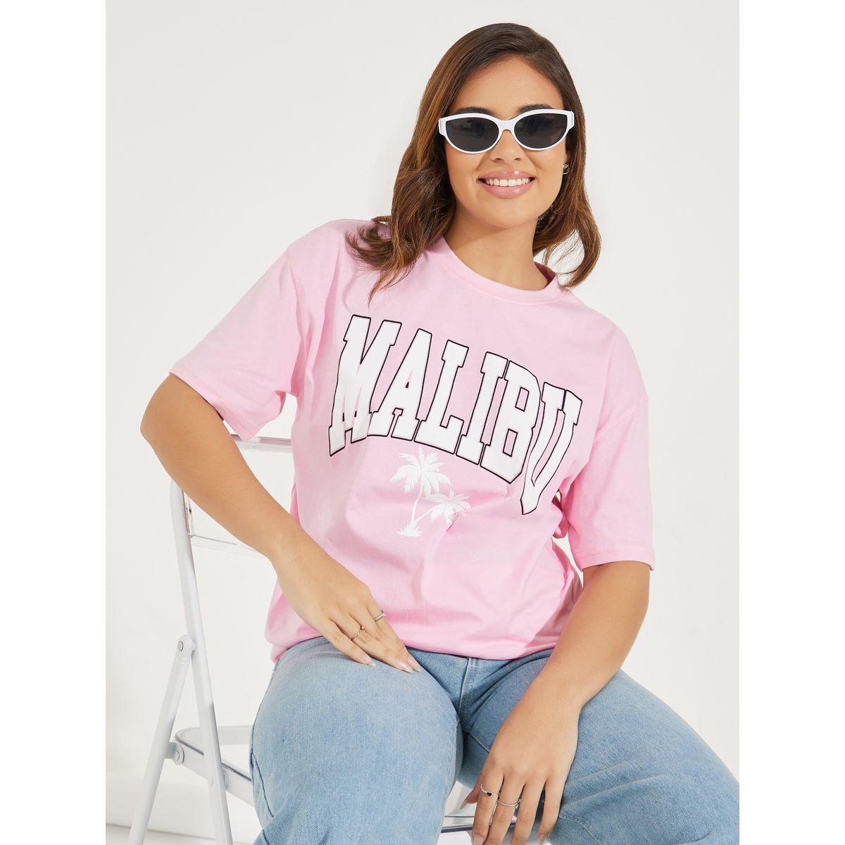 تيشيرت فضفاض بطبعة جرافيك واكمام قصيرة-women-clothing-tshirts-image-1