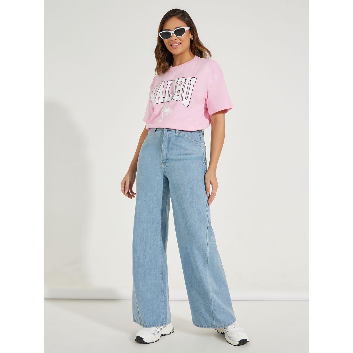 تيشيرت فضفاض بطبعة جرافيك واكمام قصيرة-women-clothing-tshirts-image-5