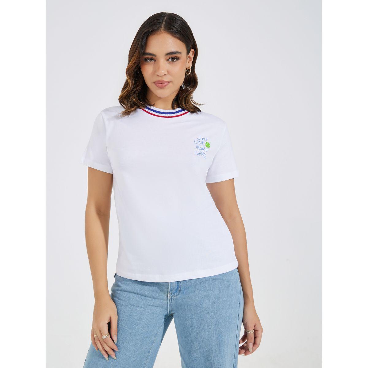 Styli Regular Fit Just One More Game Print T-Shirt-women-clothing-tshirts-image-1