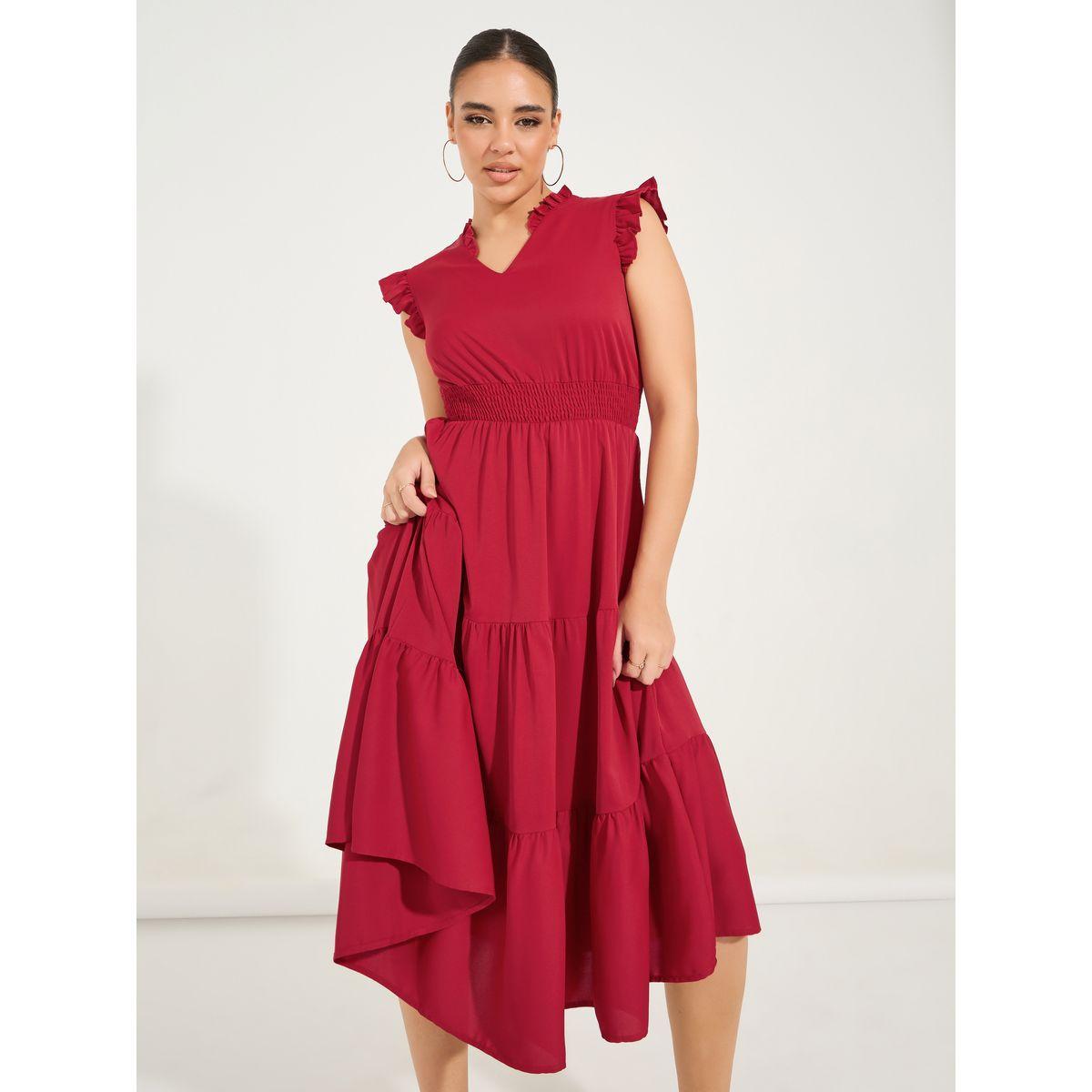 Styli Sleeveless Tiered Midi Dress with Ruffled Detail-women-clothing-dresses-image-4