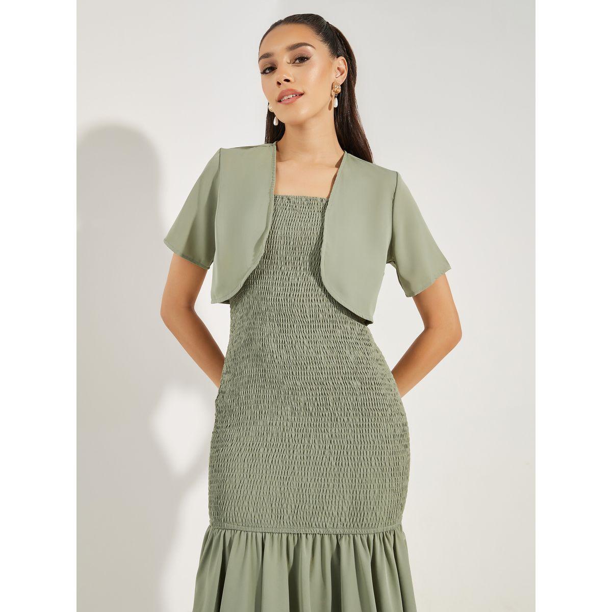 مجموعة من فستان ميدي بحمالات مع بوليرو-women-clothing-dresses-image-3