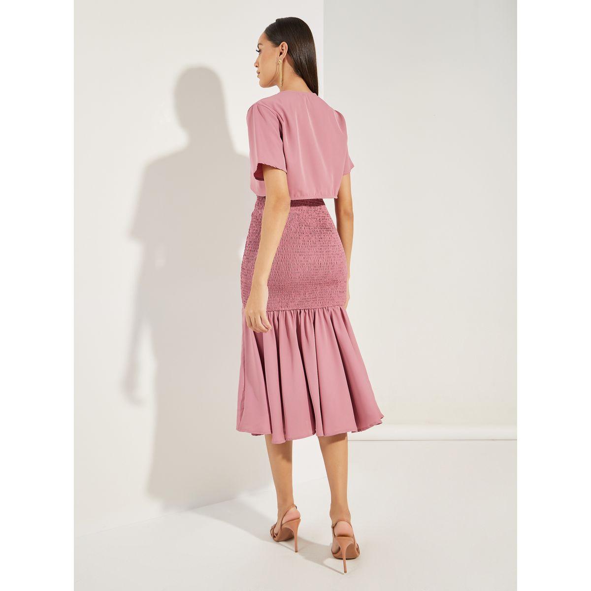 مجموعة من - فستان ميدي بحمالات مع حافة ميرميد وبوليرو-women-clothing-dresses-image-5