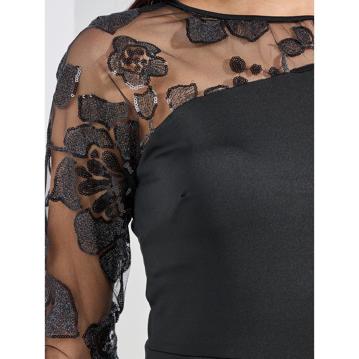 فستان ميدي بنمط حورية البحر بتفاصيل شبكية-women-clothing-dresses-image-3