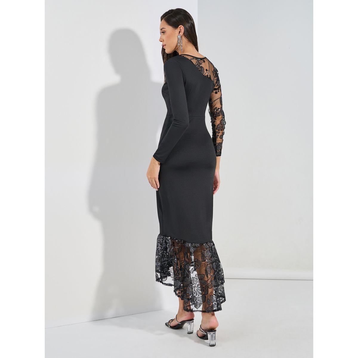 فستان ميدي بنمط حورية البحر بتفاصيل شبكية-women-clothing-dresses-image-4