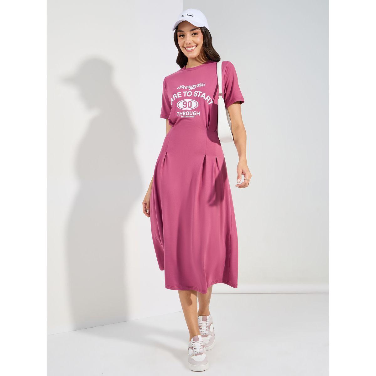 Styli Graphic Print Fitted Waist T-Shirt Midi Dress-women-clothing-dresses-image-1