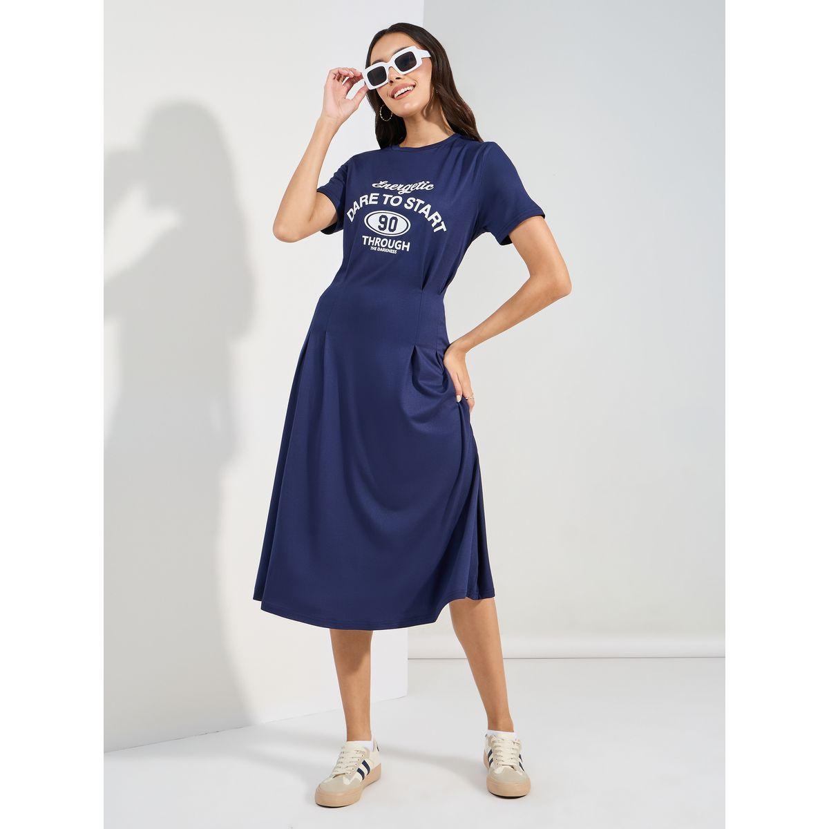 Styli Graphic Print Fitted Waist T-Shirt Midi Dress-women-clothing-dresses-image-1