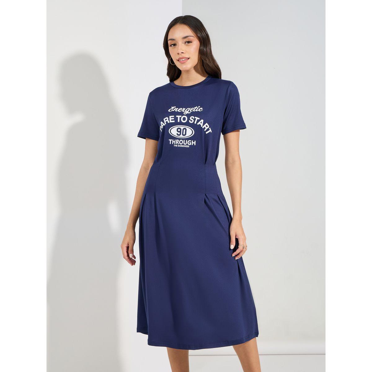 Styli Graphic Print Fitted Waist T-Shirt Midi Dress-women-clothing-dresses-image-2