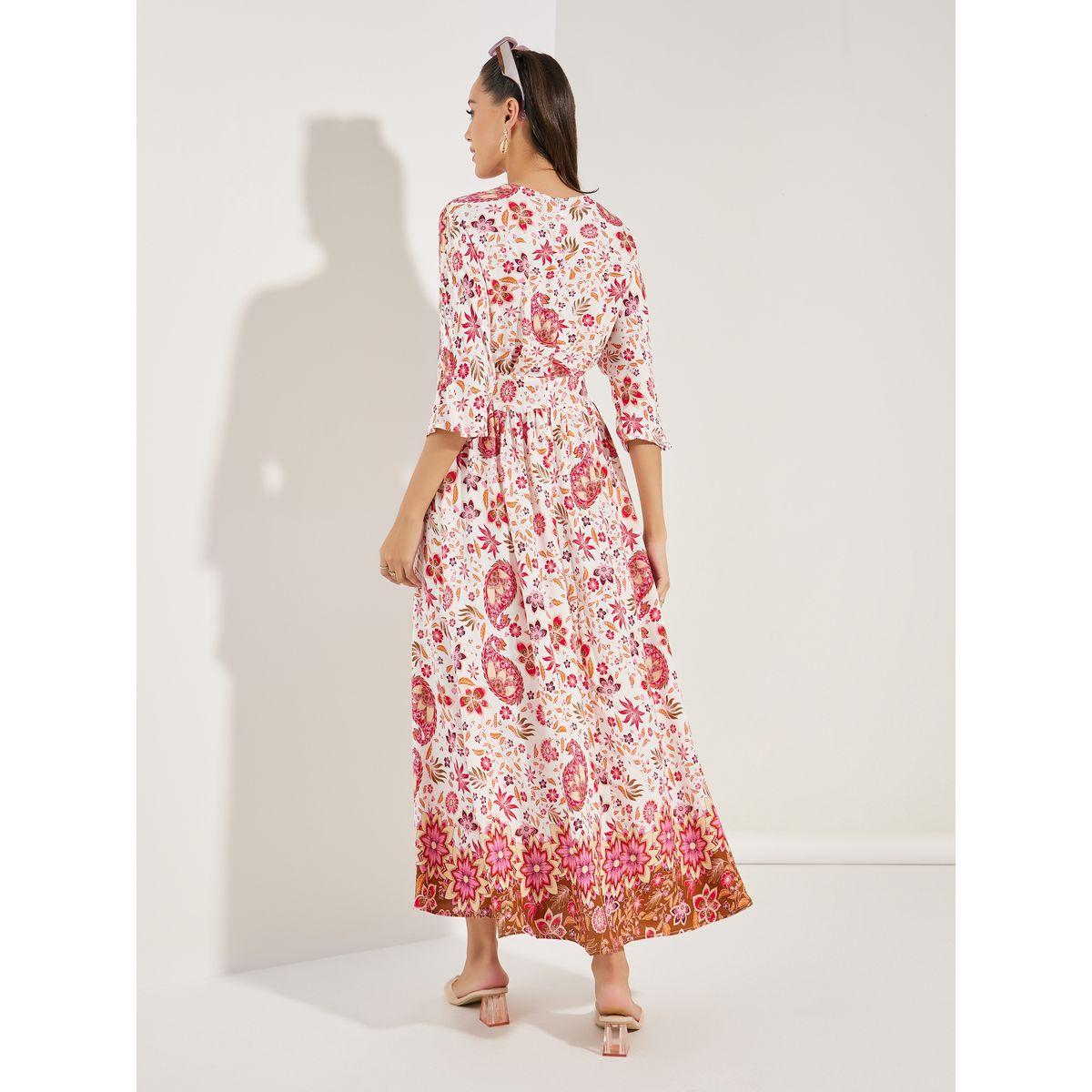 فستان طويل مطبع بزهور مع اكمام 3/4-women-clothing-dresses-image-5