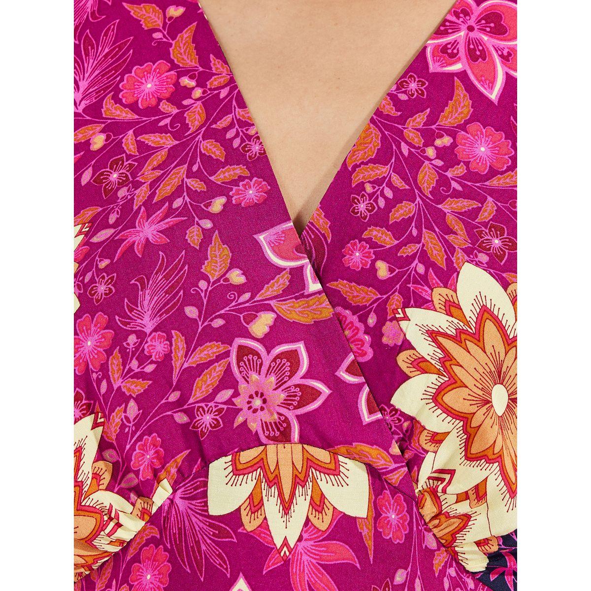 Styli Floral Print 3/4 Sleeves Maxi Dress-women-clothing-dresses-image-3