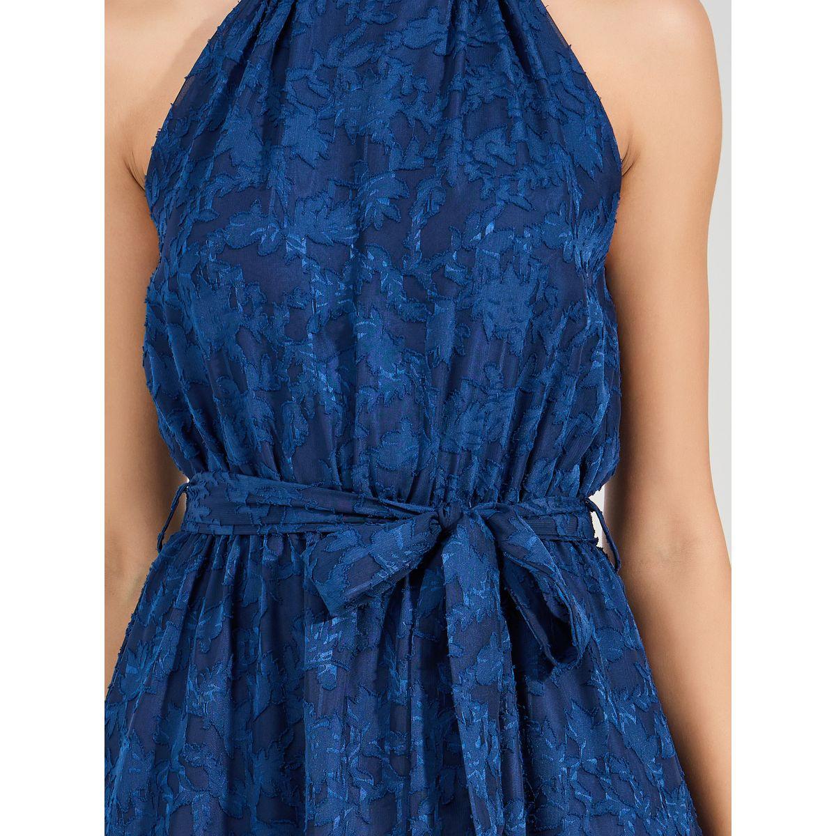 Styli Halter Neck Burnout Textured Midi Dress-women-clothing-dresses-image-3