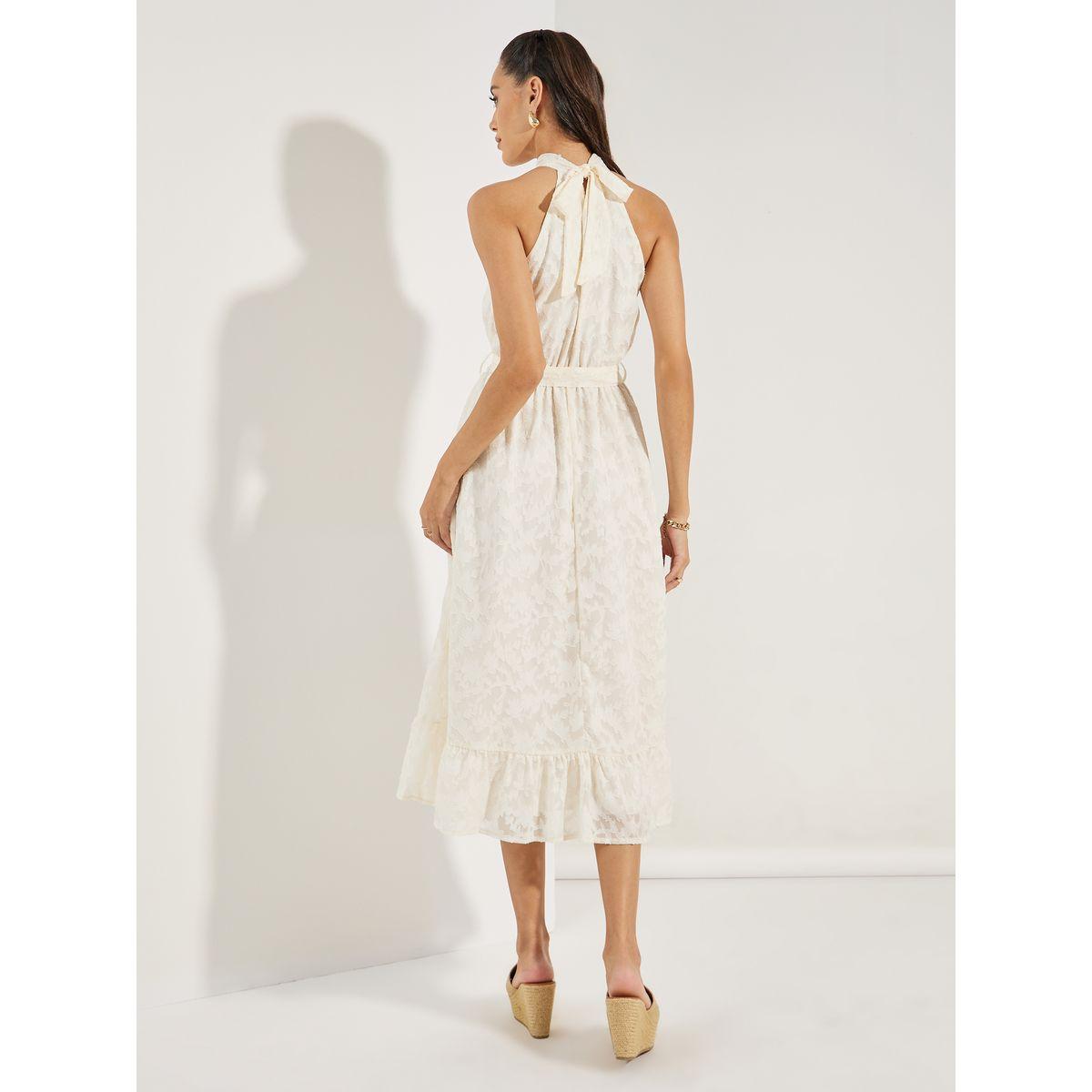 Styli Halter Neck Burnout Textured Midi Dress-women-clothing-dresses-image-4