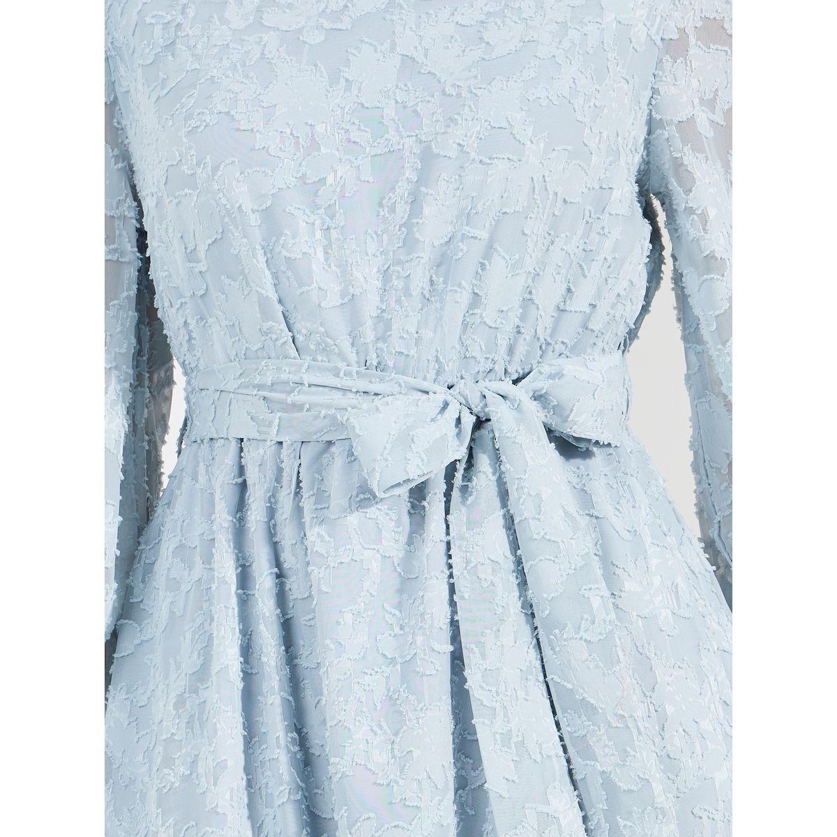 Styli Square Neck Burnout Textured Midi Dress-women-clothing-dresses-image-3