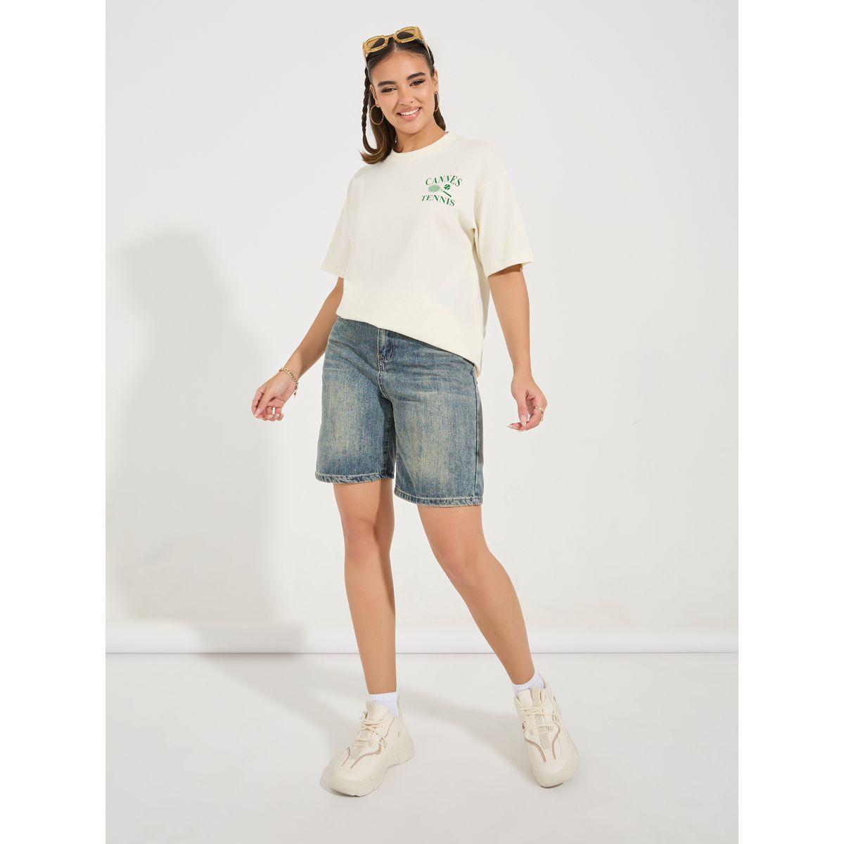 تيشيرت فضفاض بطبعة جرافيك واكتاف منخفضة-women-clothing-tshirts-image-2