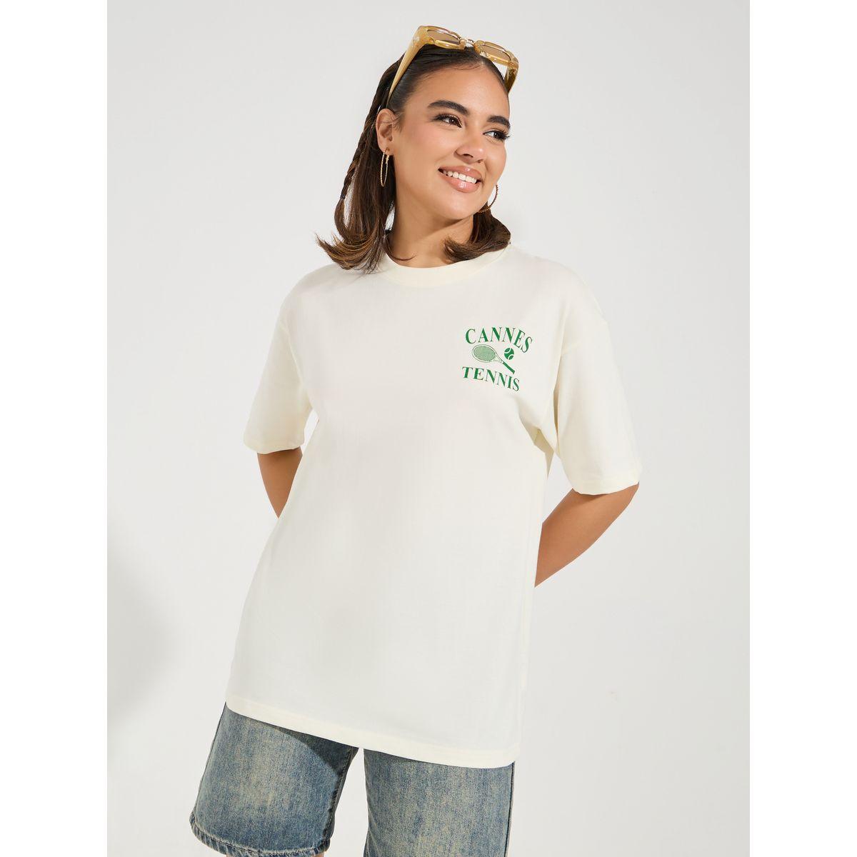 Styli Oversized Cannes Graphic T-Shirt with Dropped Shoulder-women-clothing-tshirts-image-3