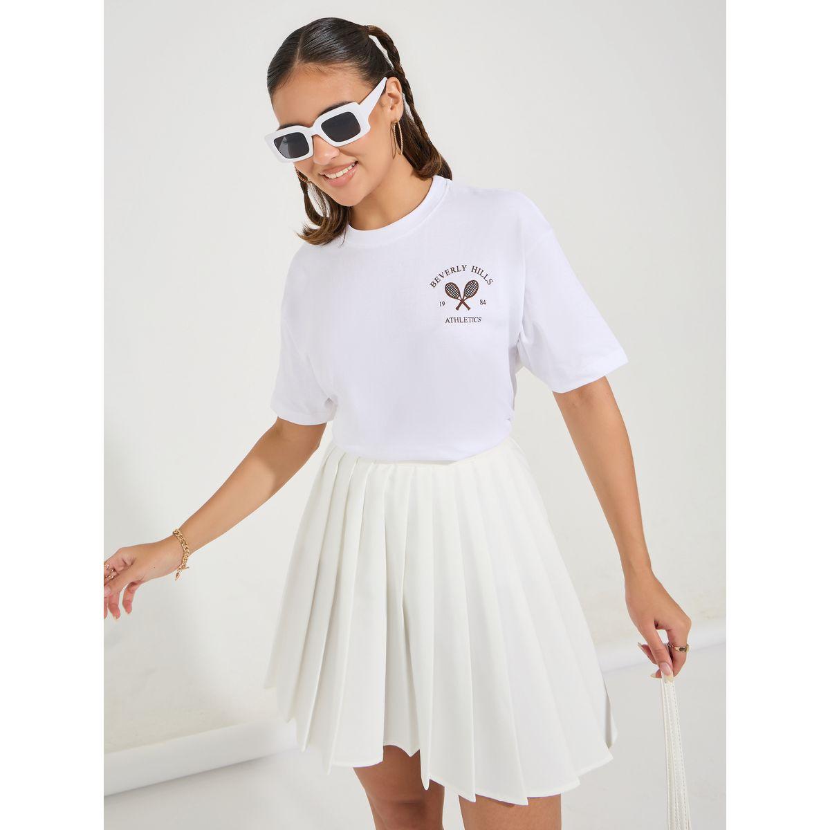 تيشيرت فضفاض بطبعة جرافيك واكتاف منخفضة-women-clothing-tshirts-image-1