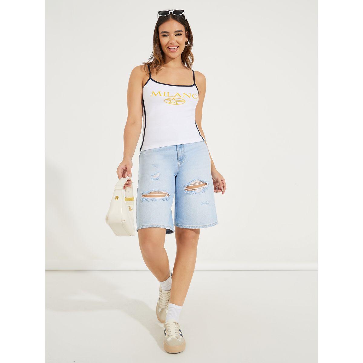 Styli Rib Fitted Milan Print Scoop Neck Cami-women-clothing-tshirts-image-2