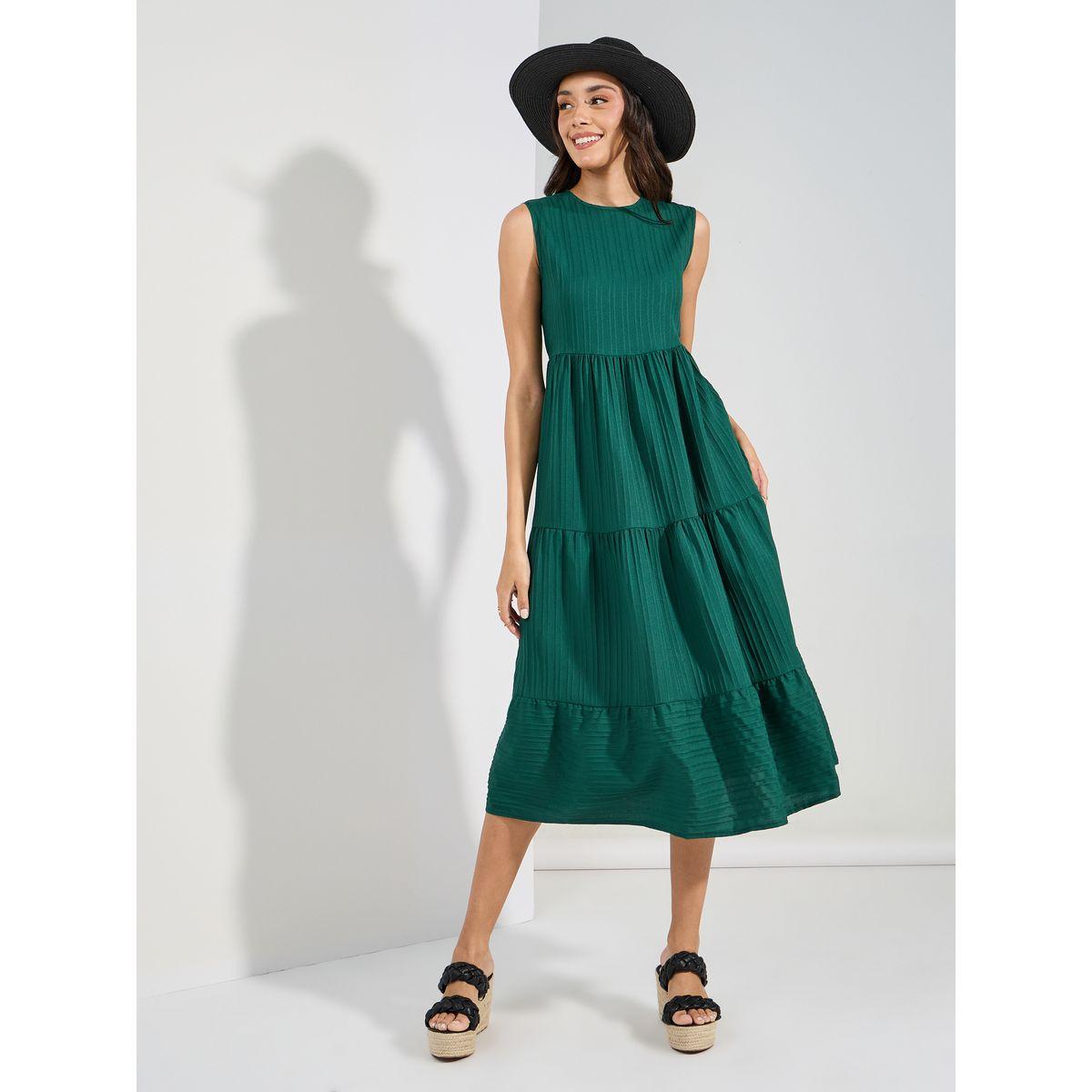 فستان ميدي بلا اكمام وتصميم خاص مع كسرات-women-clothing-dresses-image-2