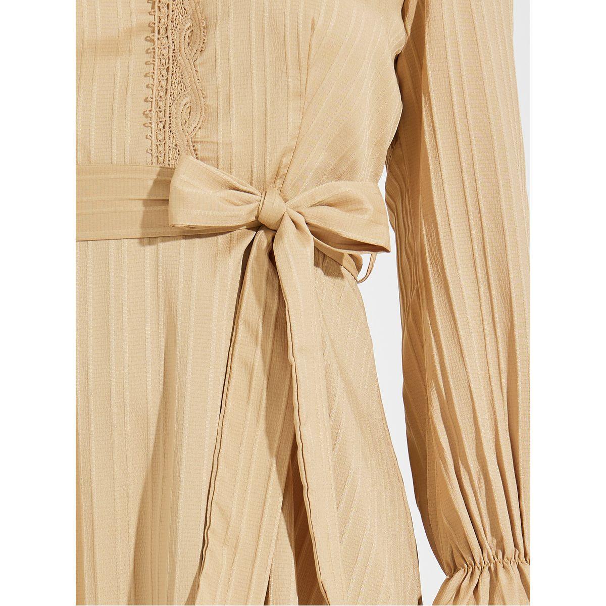 Styli Lace Insert Textured A-Line Midi Dress-women-clothing-dresses-image-3