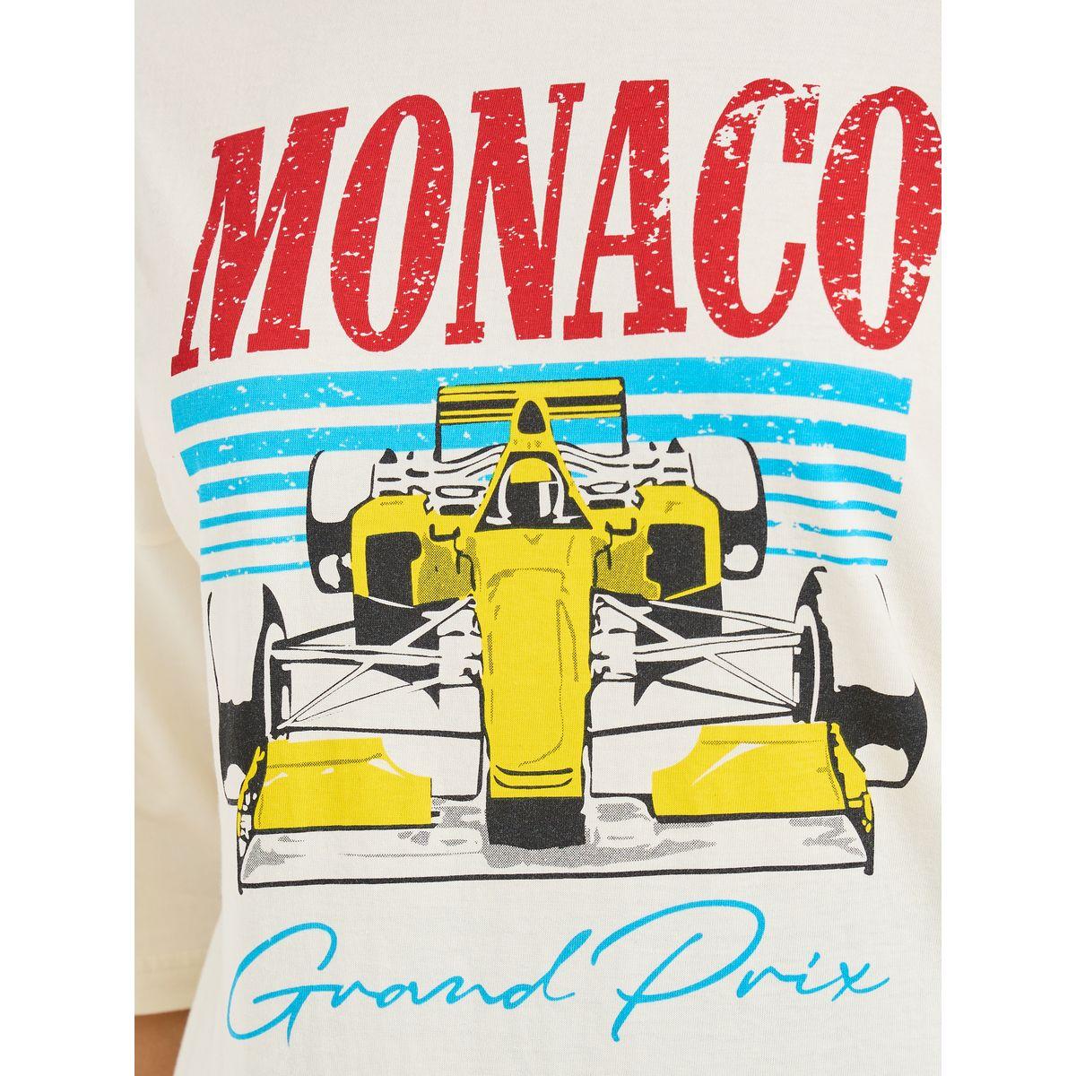 Styli Oversized Monaco Distressed Graphic T-Shirt with Dropped Shoulder-women-clothing-tshirts-image-5
