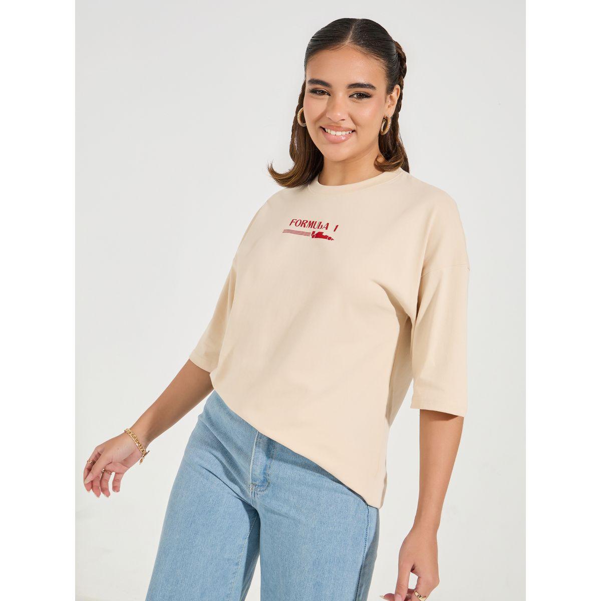 Styli Oversized Formula One T-Shirt with Dropped Shoulder-women-clothing-tshirts-image-3