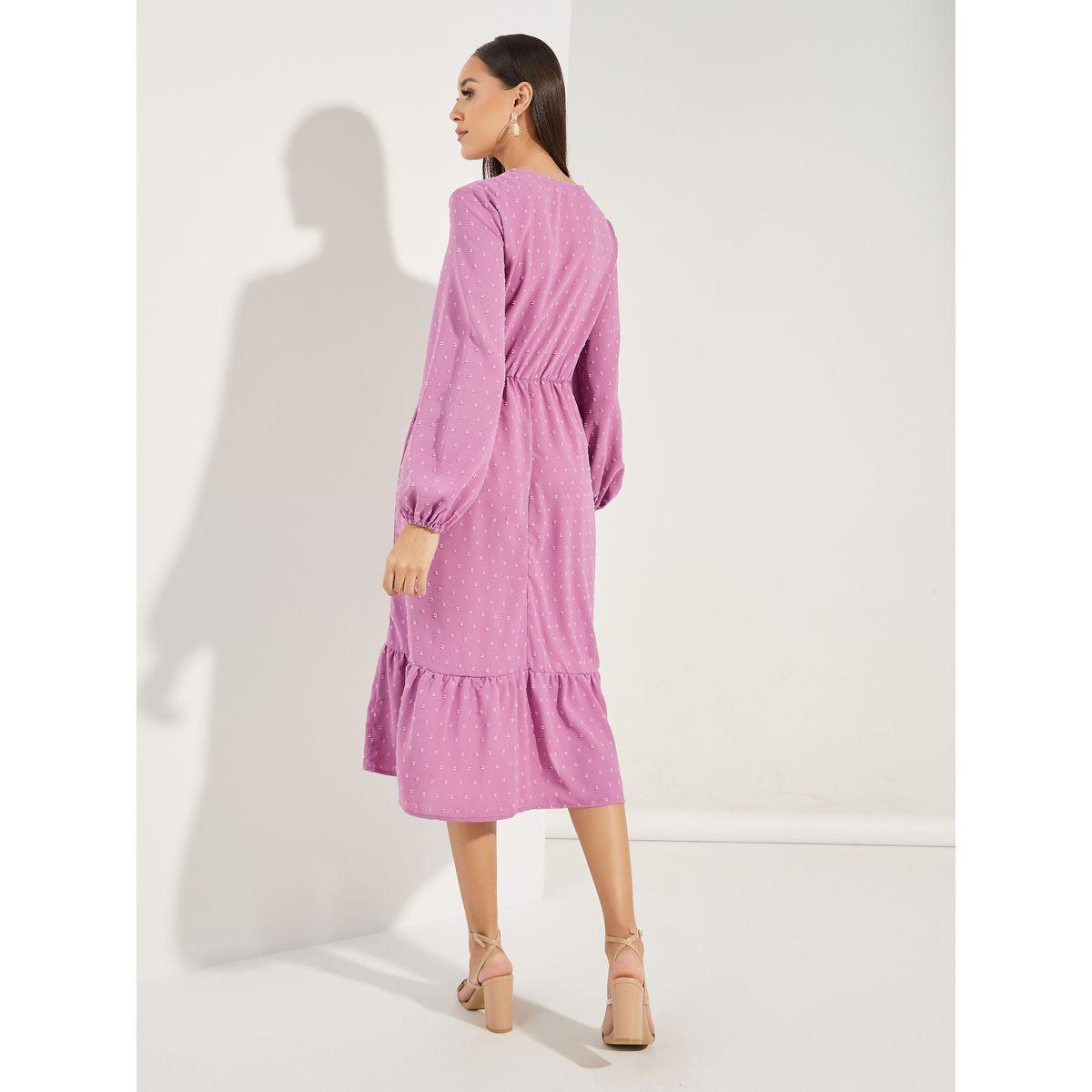Styli Dobby Lace Insert A-Line Midi Dress-women-clothing-dresses-image-4